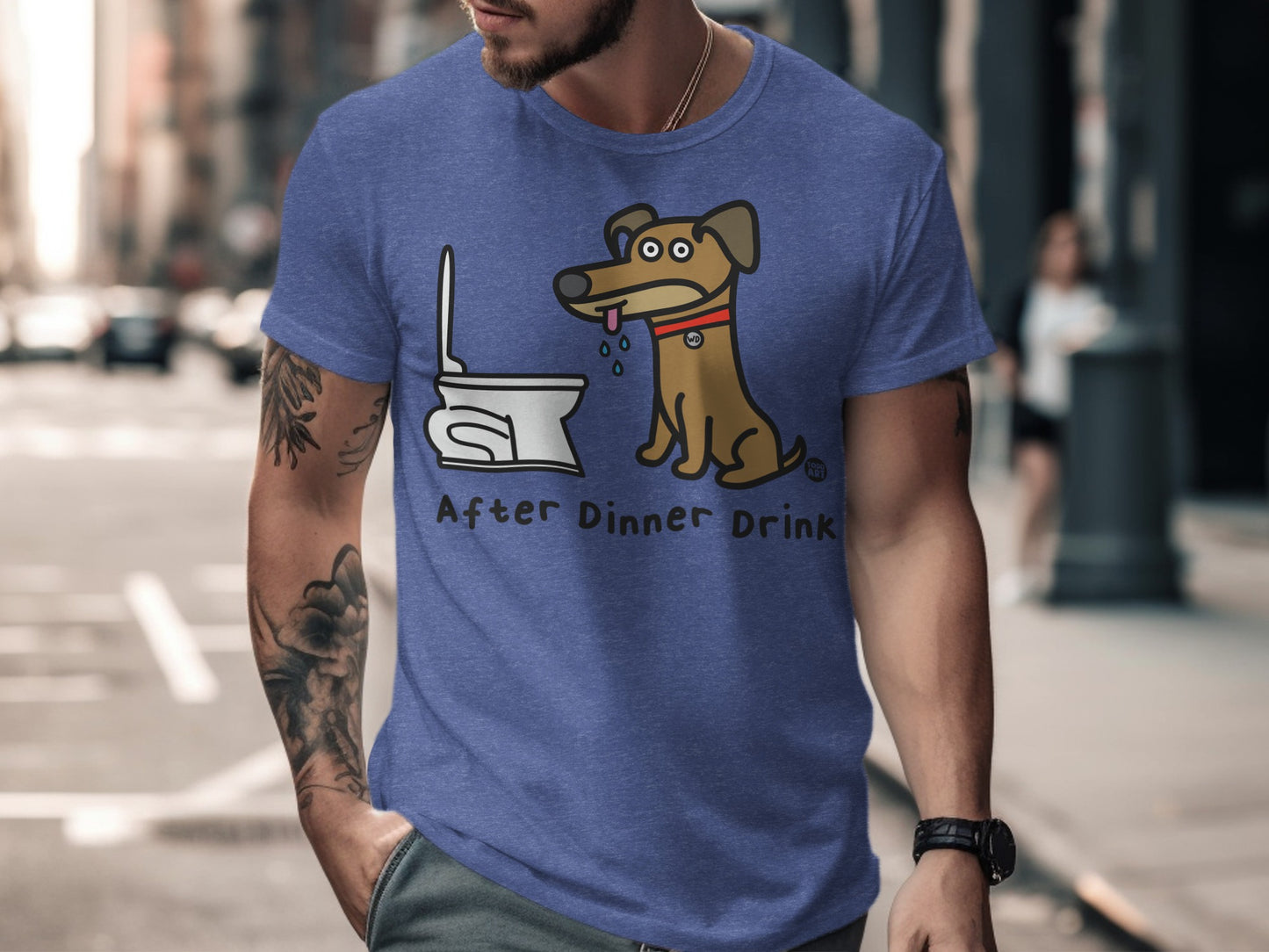 Funny Cartoon Dog After Dinner Drink T-Shirt Product
