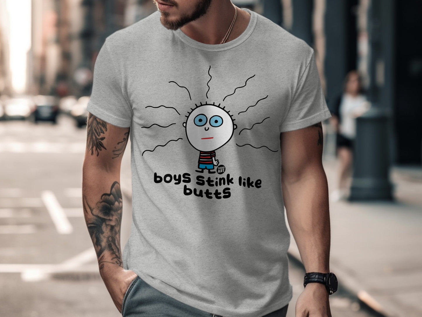 Boys Stink Like Butts Funny Graphic Teeproduct