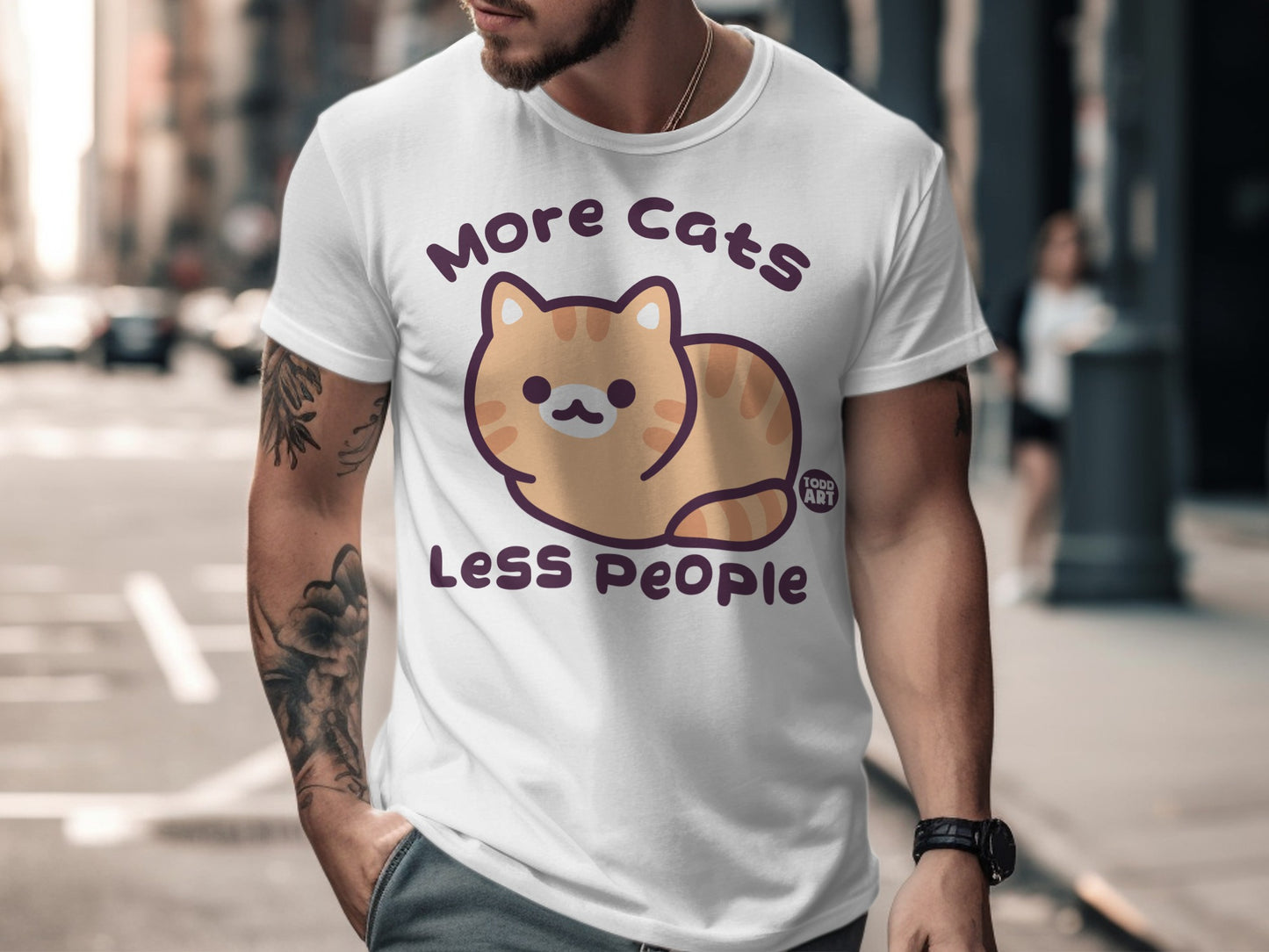 More Cats Less People Funny Cat Graphic T-Shirt