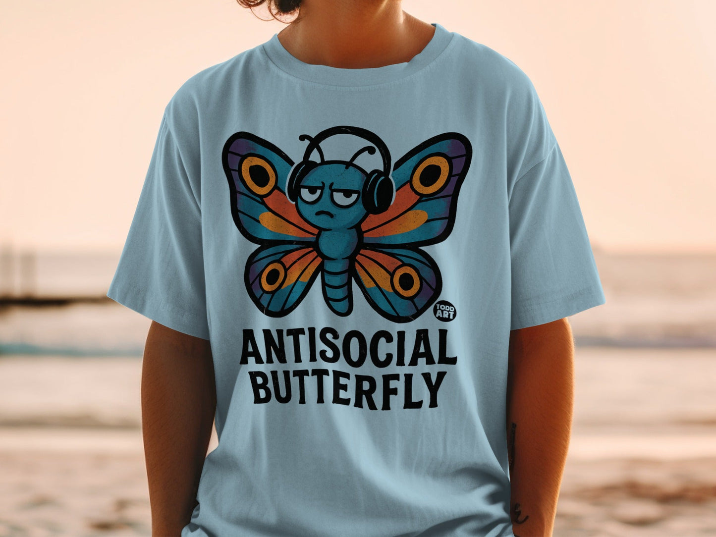 Antisocial Butterfly Graphic T-Shirt Funny Tee