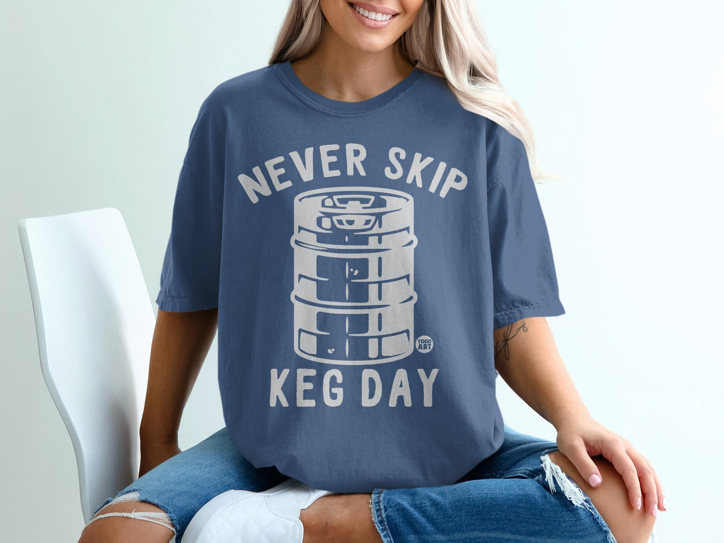 Never Skip Keg Day Graphic Tee Shirt Top