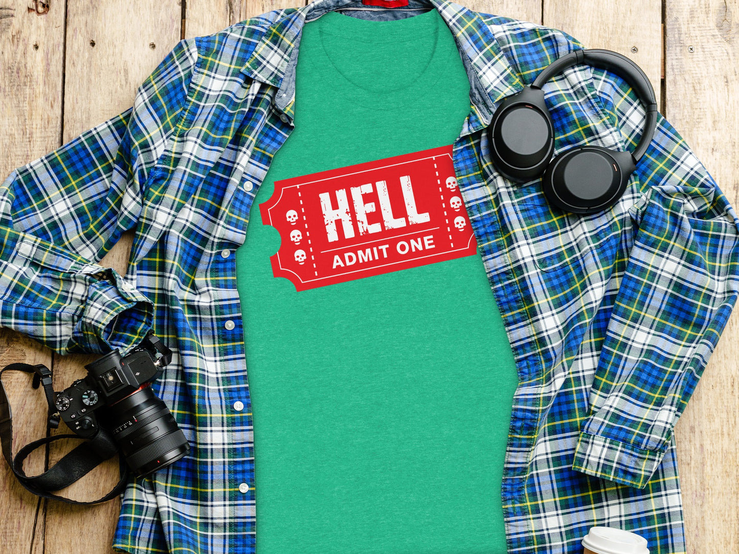 Funny Red Admit One Hell Ticket Graphic Shirt