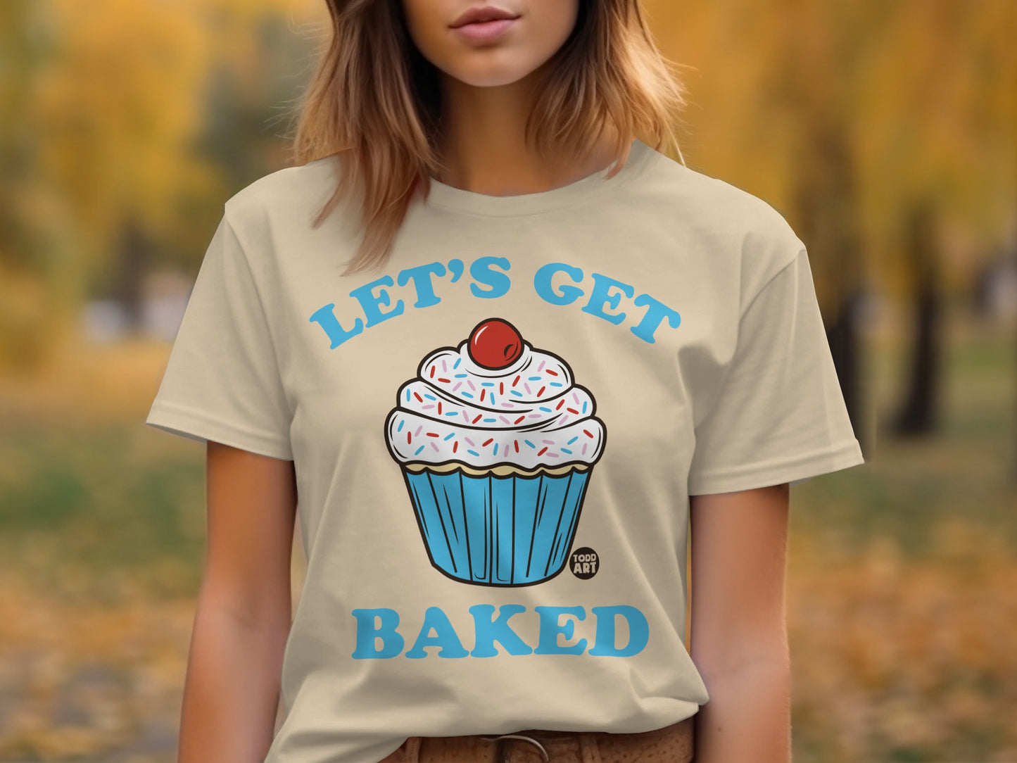 Let's Get Baked Cupcake Design Graphic T-shirt