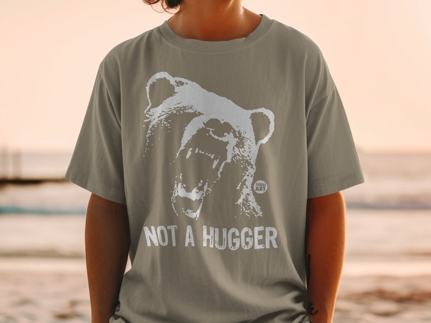 Not A Hugger Graphic Bear T-Shirt For Casual Wear
