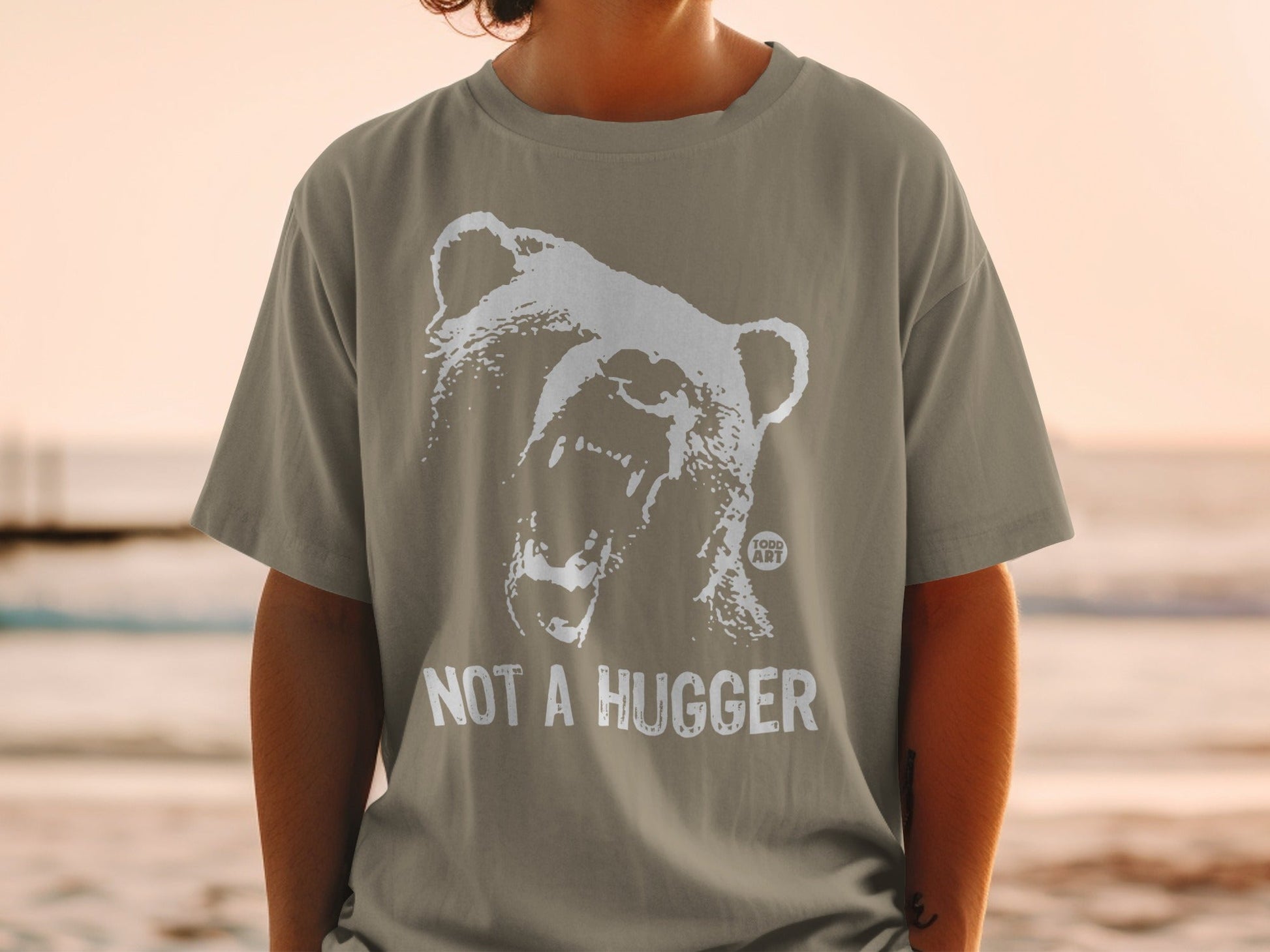 Not A Hugger Graphic Bear T-Shirt For Casual Wear