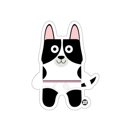 Cute Cartoon Black and White Dog Sticker Design