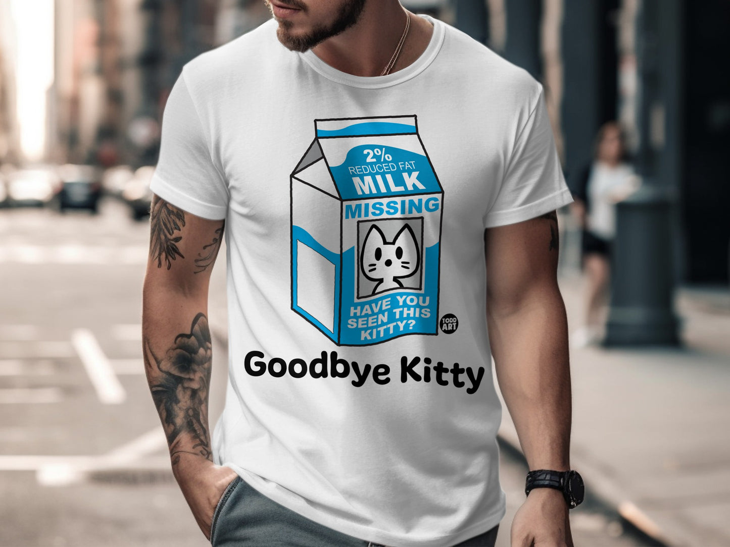 Funny Goodbye Kitty Missing Milk T-shirt