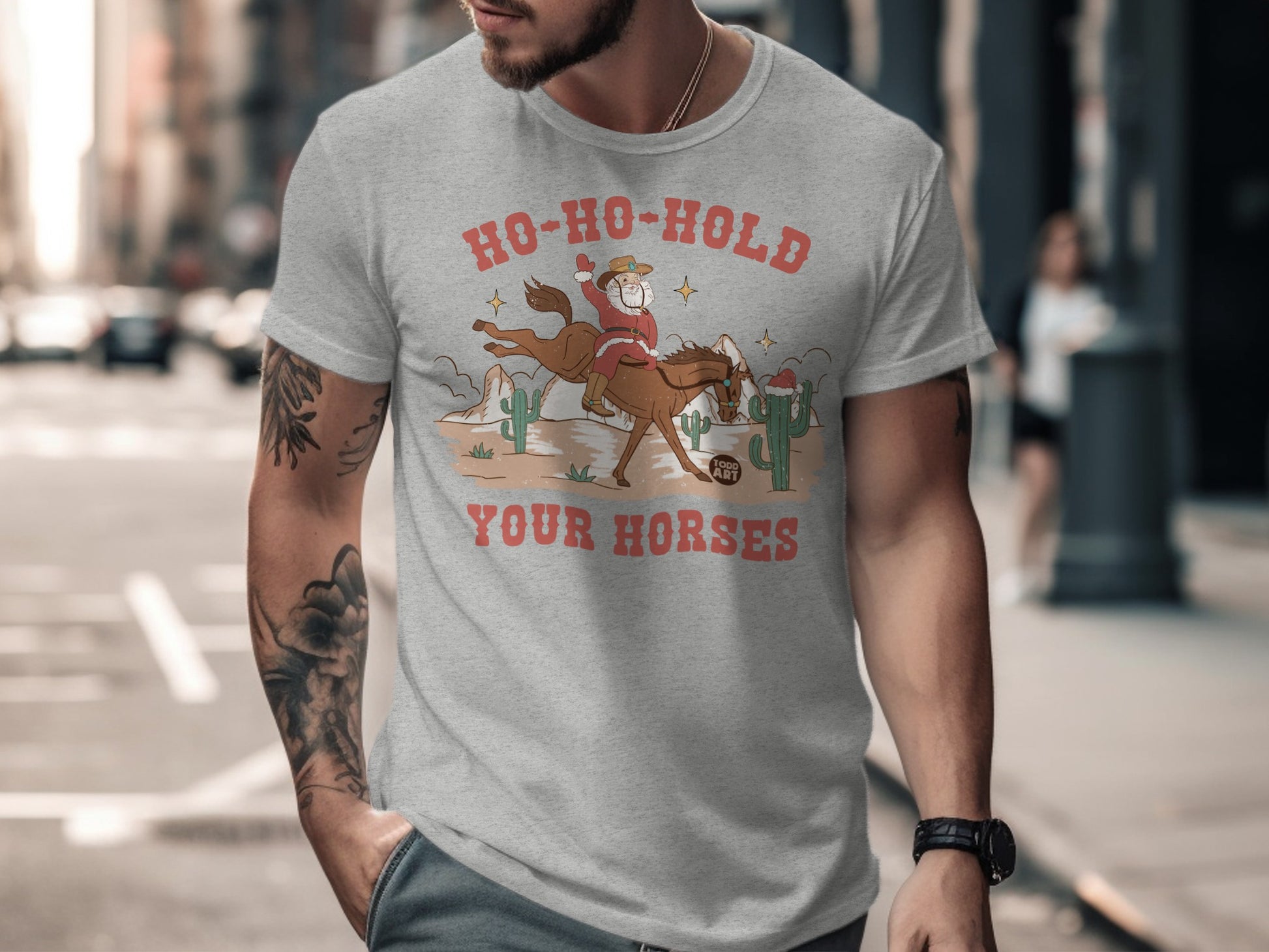 Ho-Ho-Hold Your Horses Santa T-Shirt