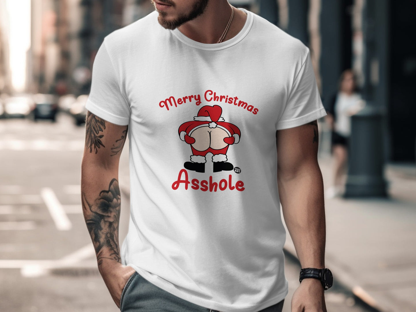Merry Christmas Santa Butt Graphic White T-shirt