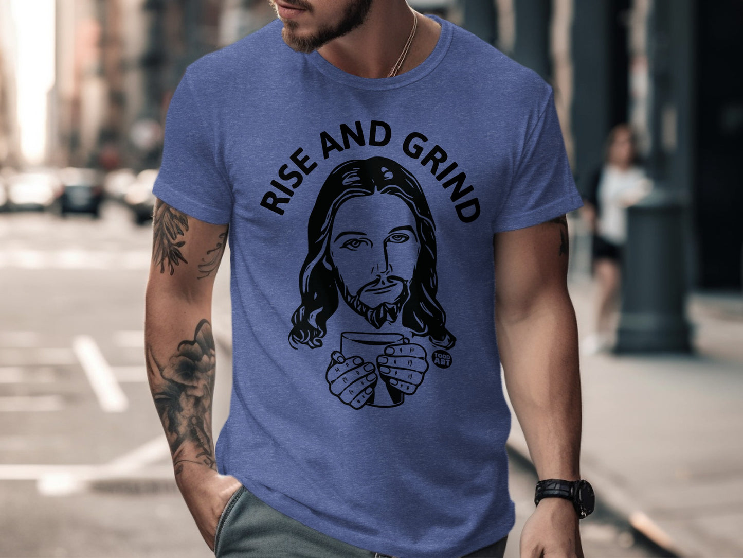 Rise and Grind Jesus Graphic Tee Shirt product
