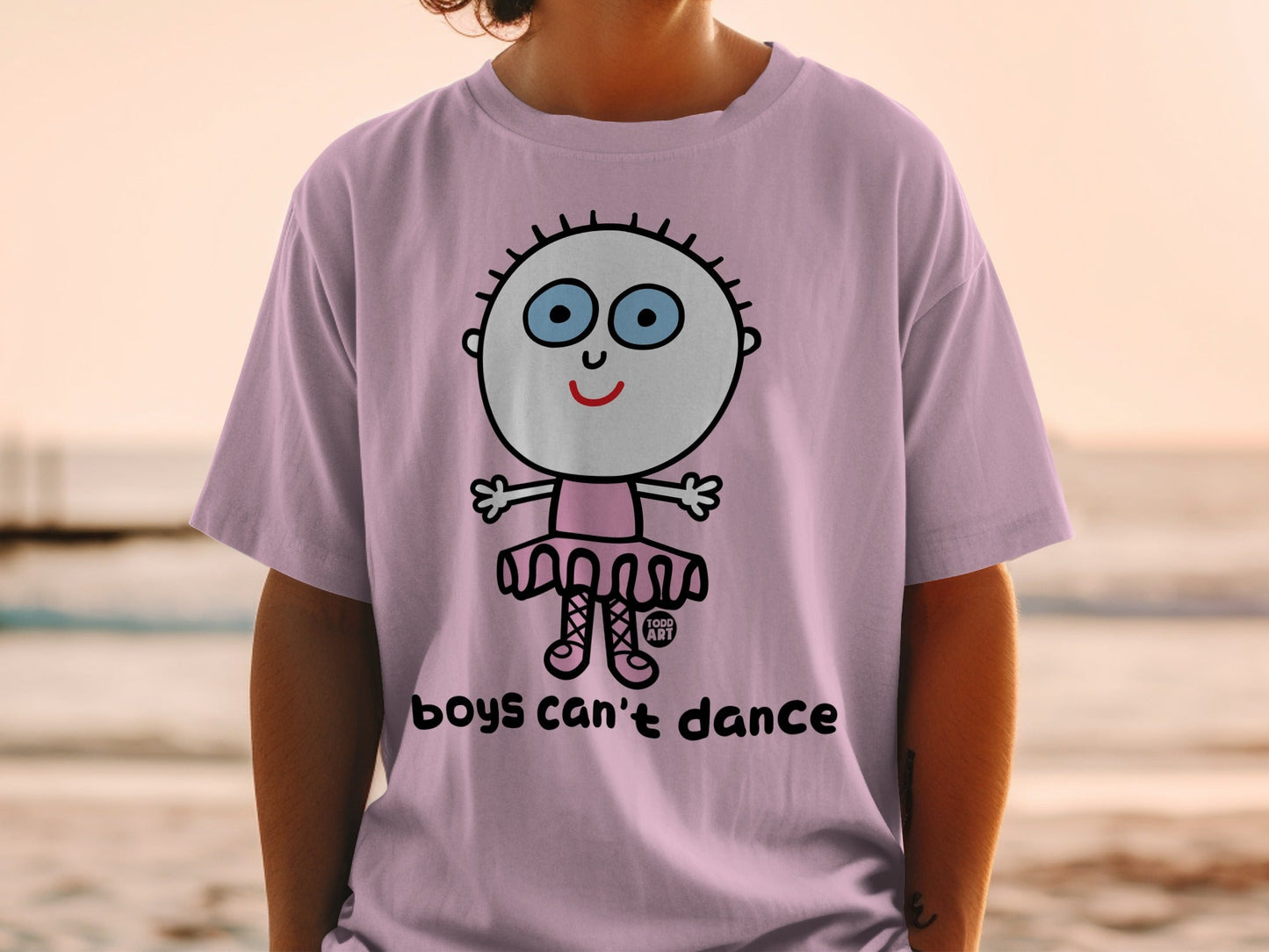 Boys Can't Dance Graphic Tee with Cute Doodle Design