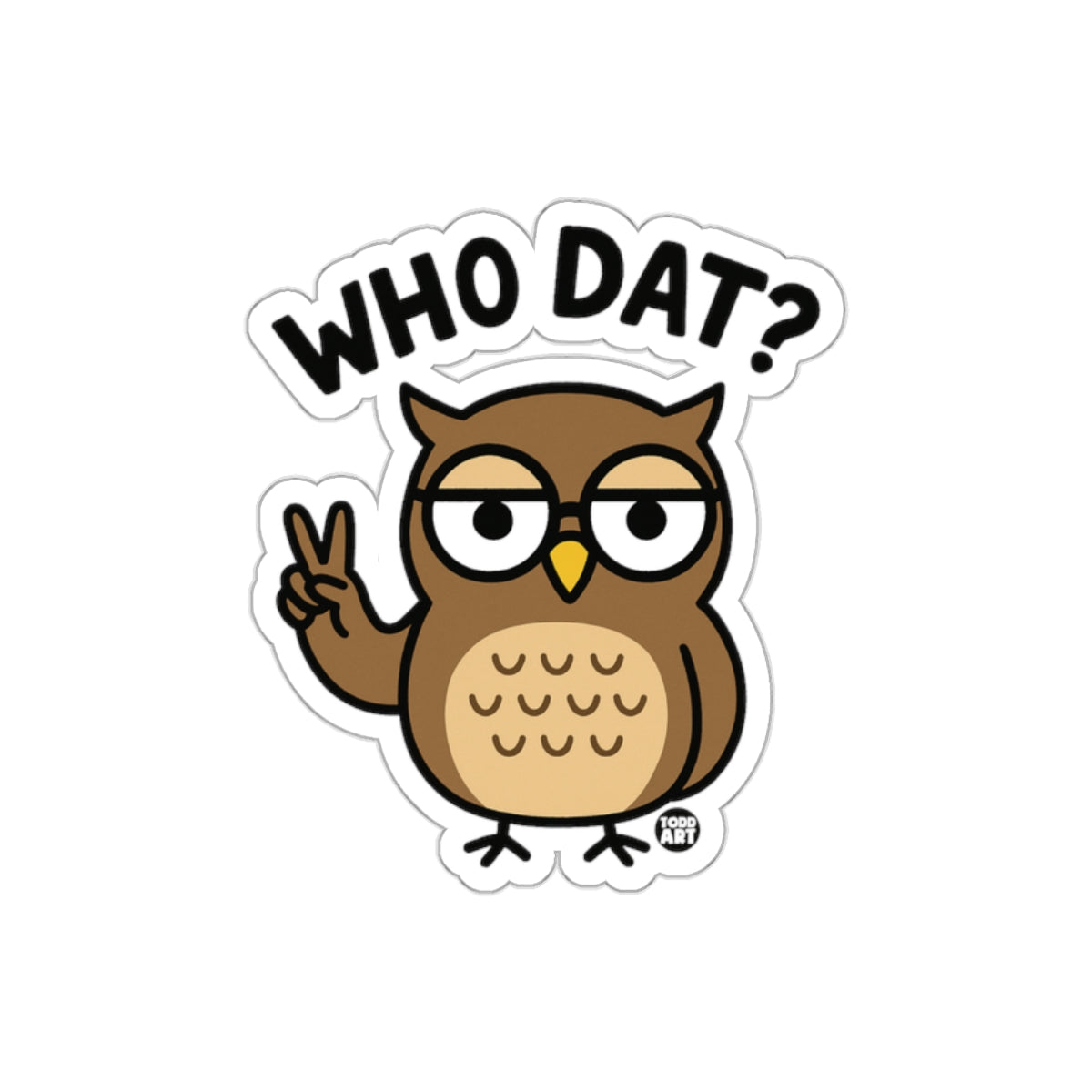 Who Dat Peace Sign Owl with Glasses Funny sticker