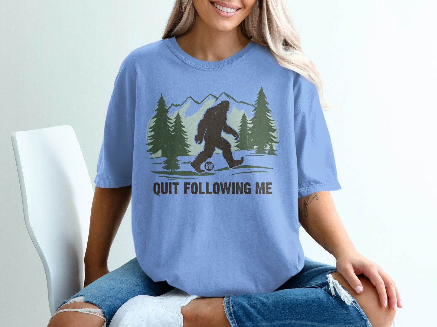 Quit Following Me Bigfoot Hiking Graphic Tee