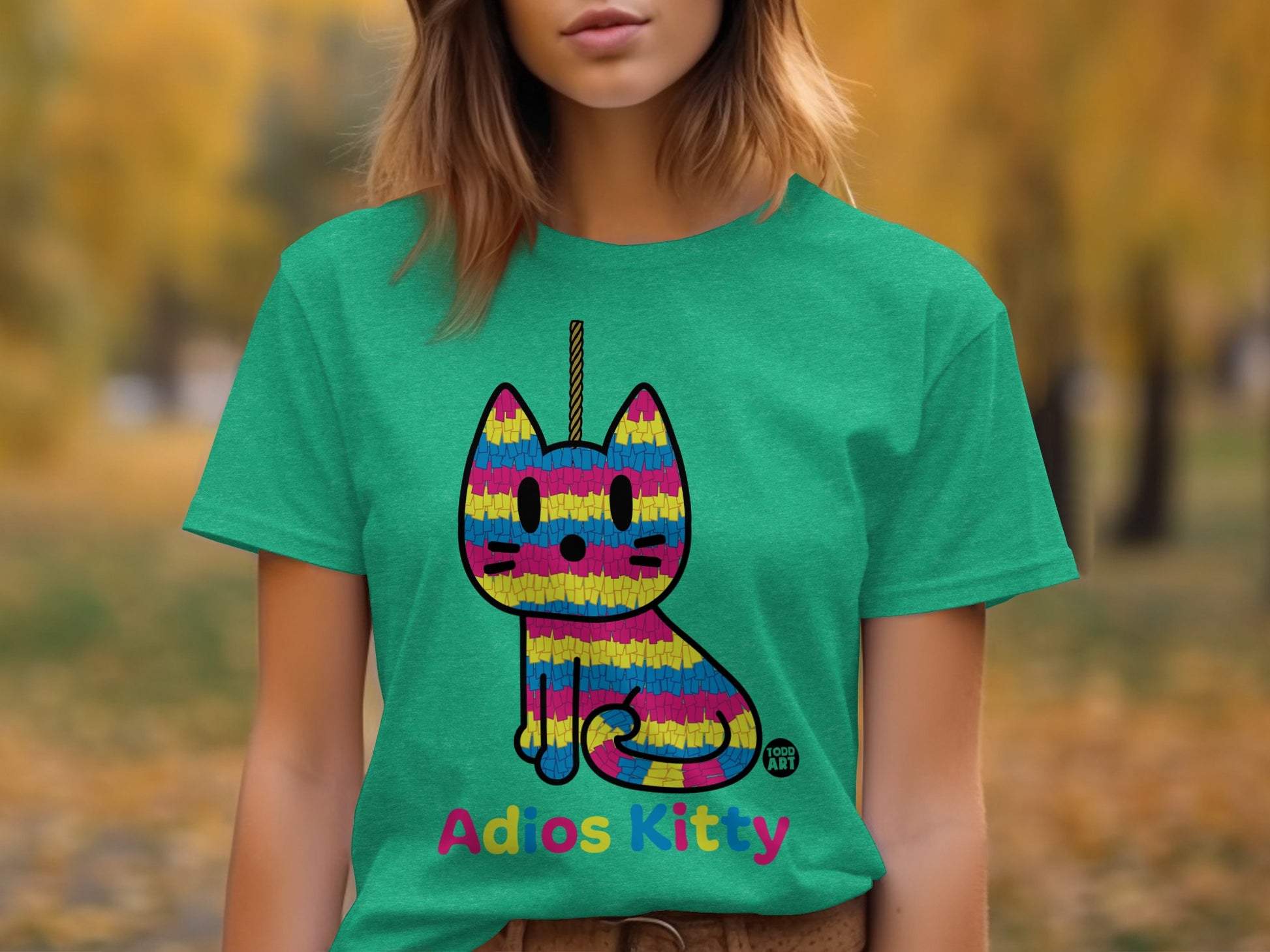 Adios Kitty Rainbow Striped Graphic Tee product