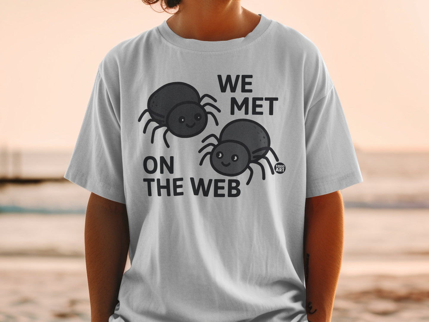 We Met On The Web Cute Spiders Graphic Tee Shirt