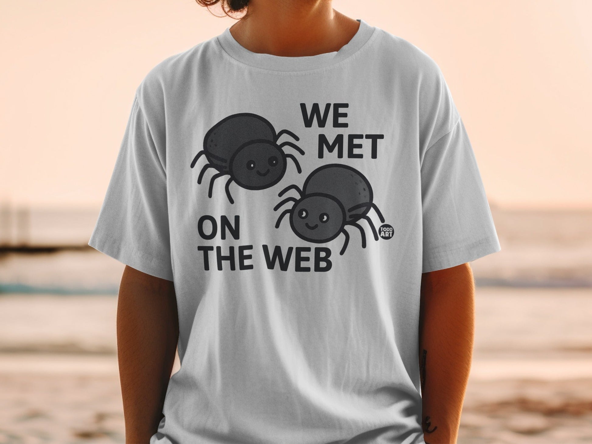 We Met On The Web Cute Spiders Graphic Tee Shirt