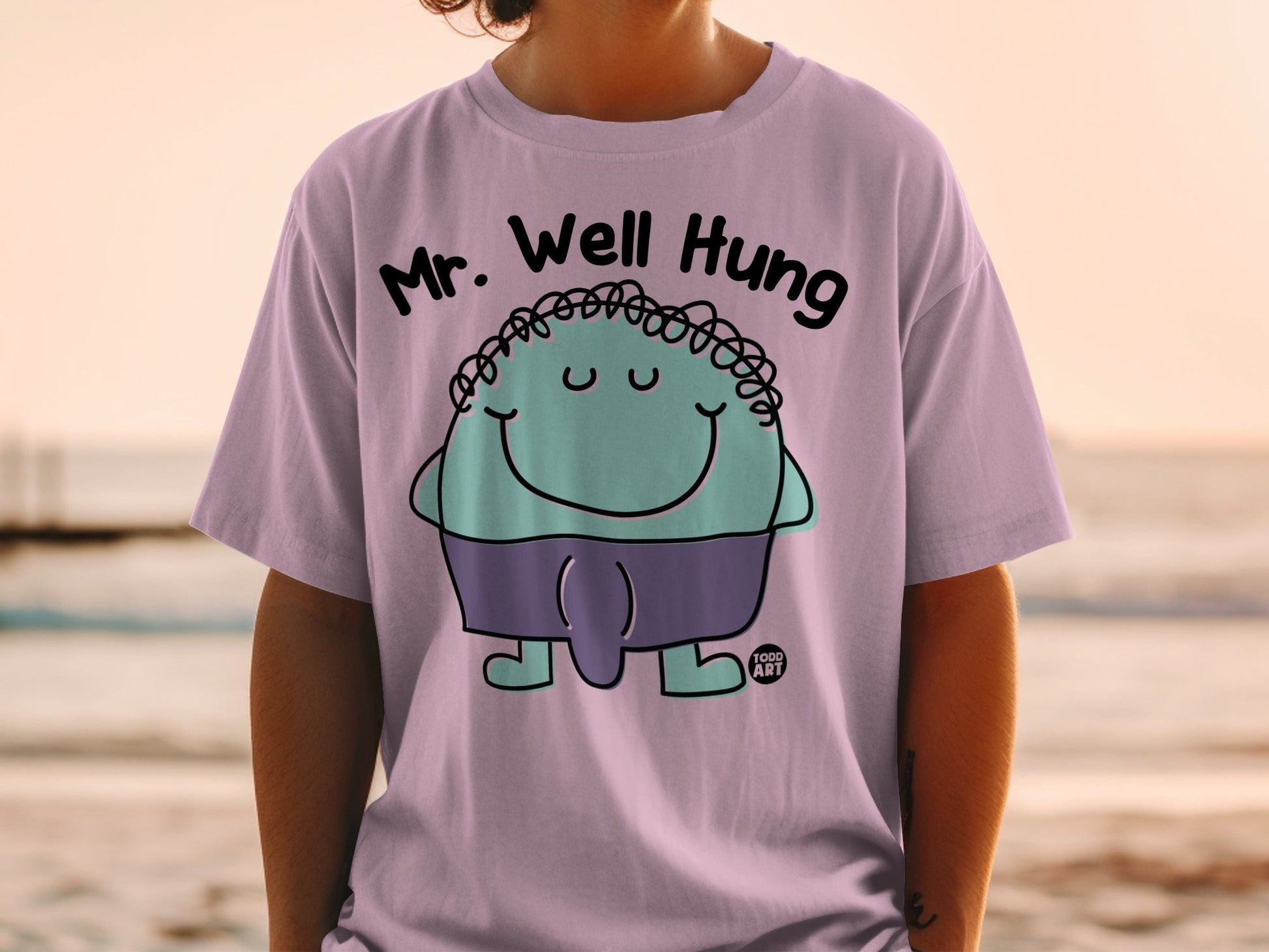 Mr. Well Hung Cartoon Character T-shirt