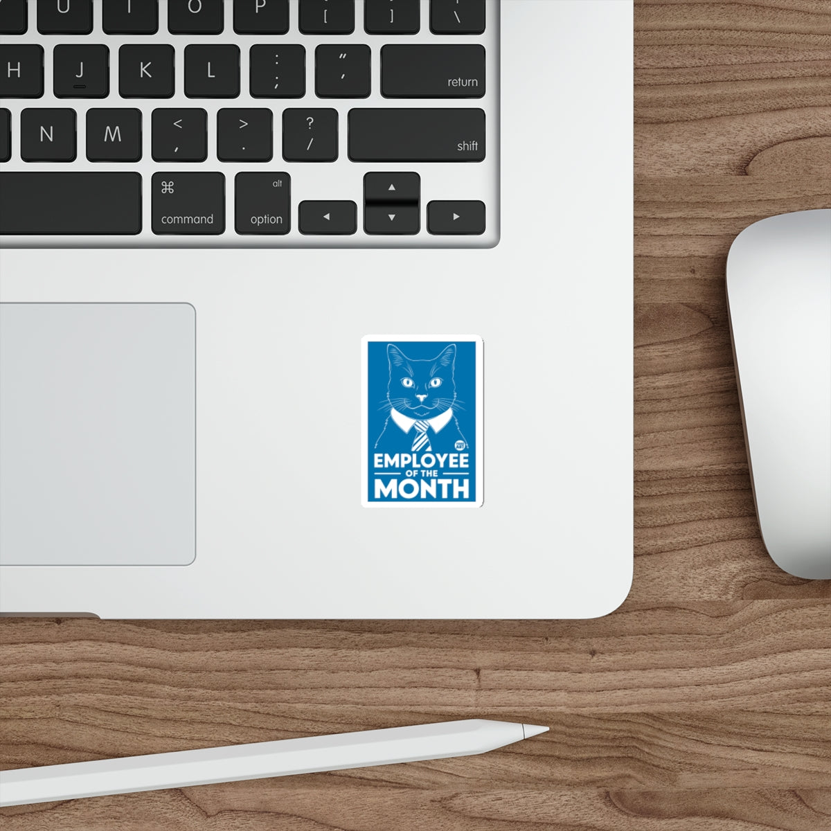 Cute Cat Employee of the Month Sticker for Laptops