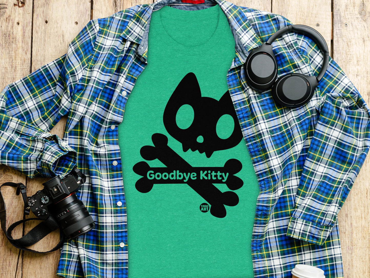 Goodbye Kitty Skull and Crossbones Graphic Shirt