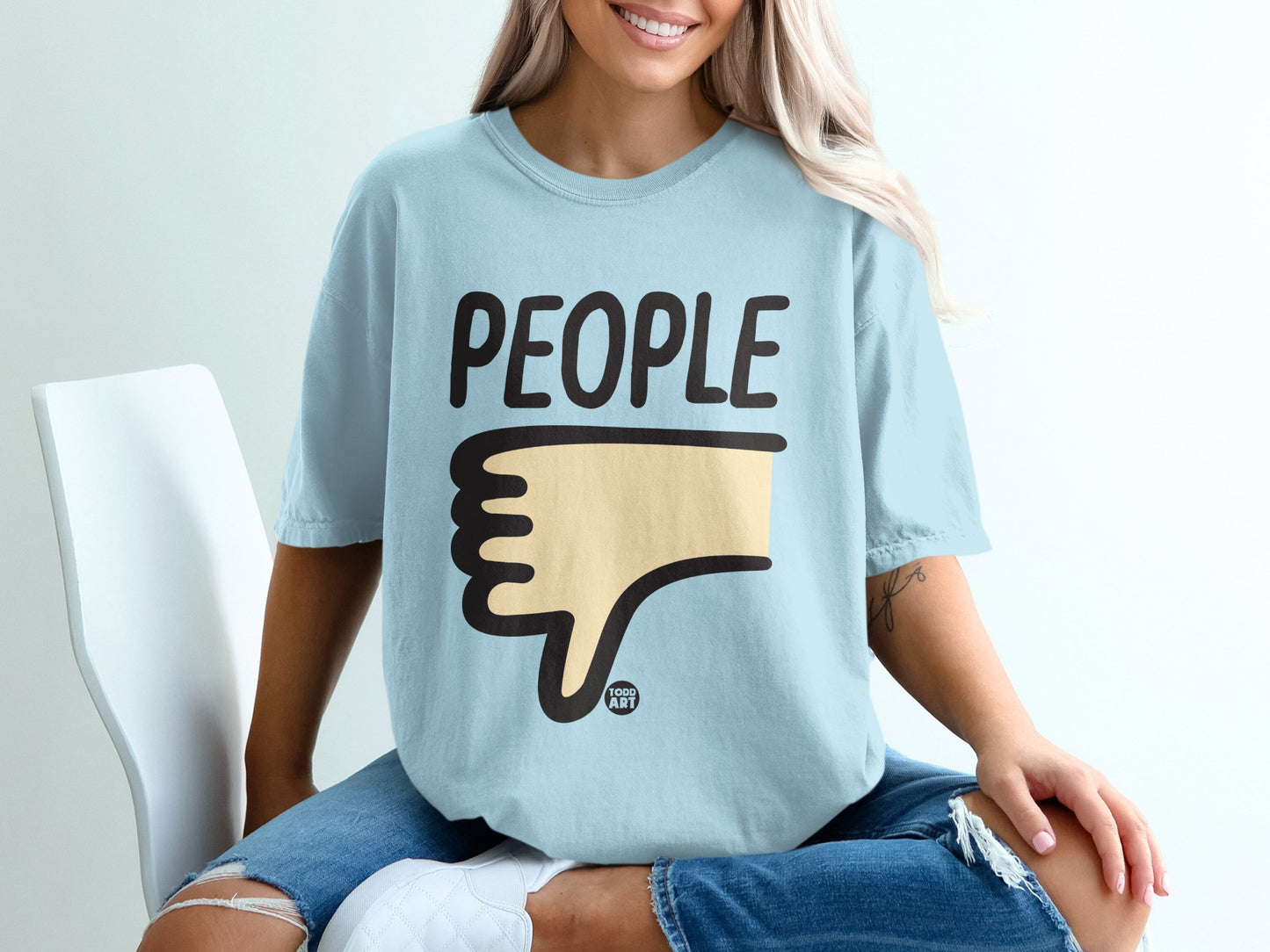 People Thumbs Down Icon Light Blue Casual Tee product type