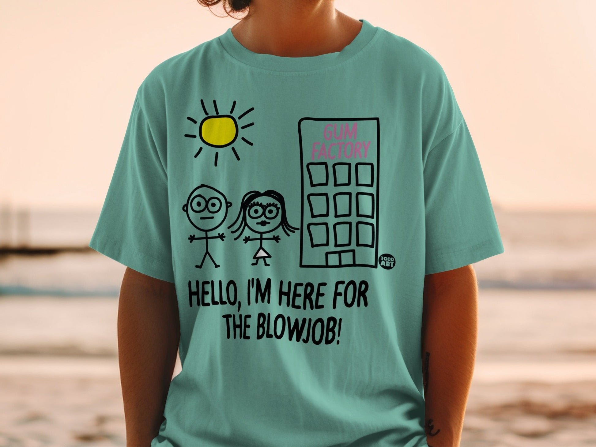 Funny Gum Factory Stick Figures Graphic T-Shirt