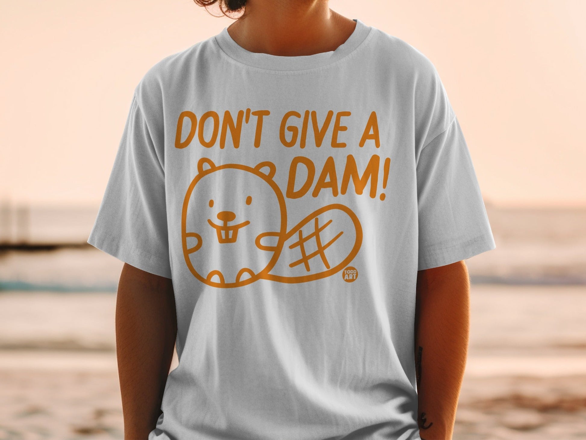 Don't Give a Dam Funny Beaver Graphic Tee Shirt