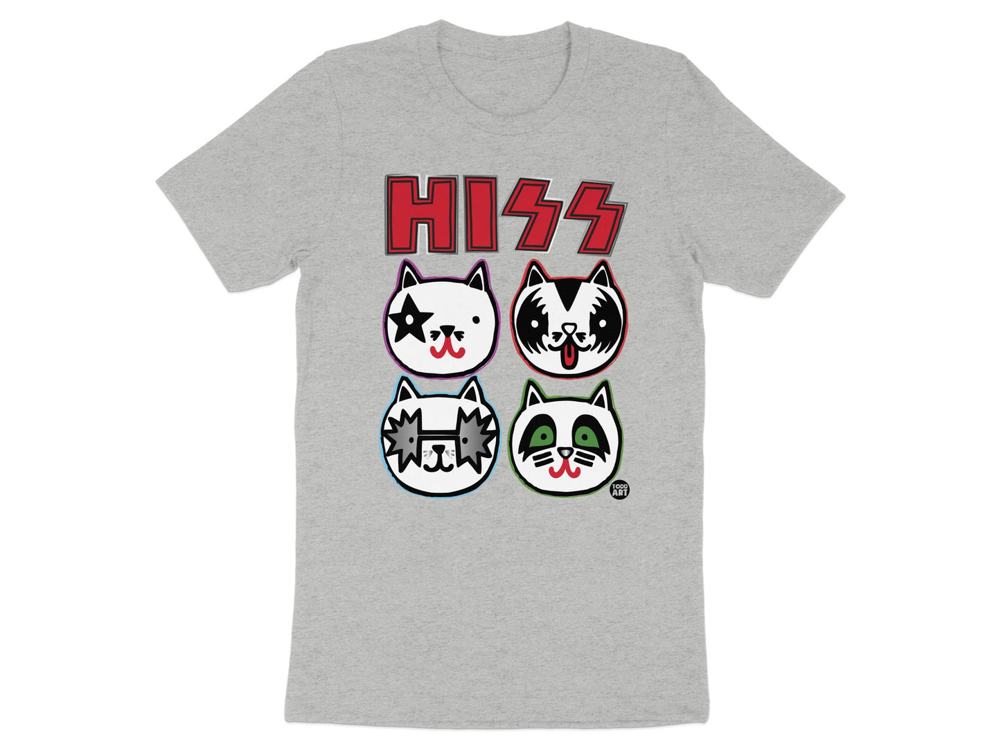 HISS Cute Cartoon Cat Faces Graphic Tee Shirt