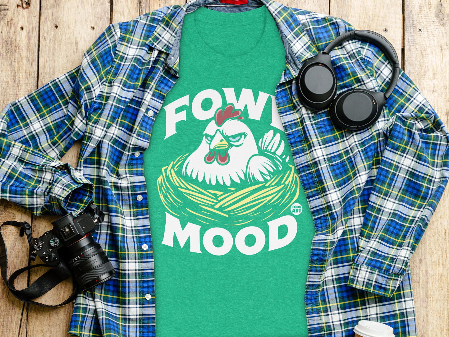 Fowl Mood Graphic T-Shirt with Chicken Artwork Design