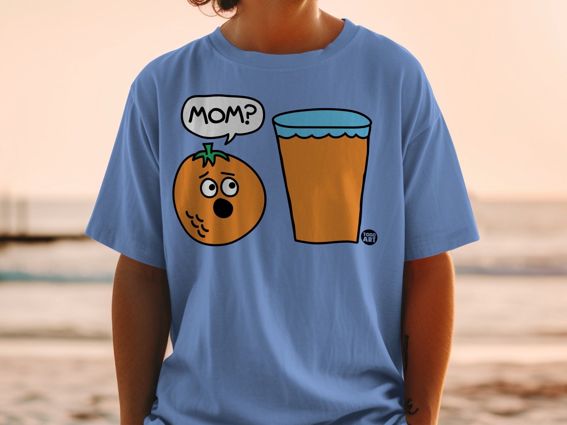 Cartoon Orange Says MOM Juice Glass TODD ART product type