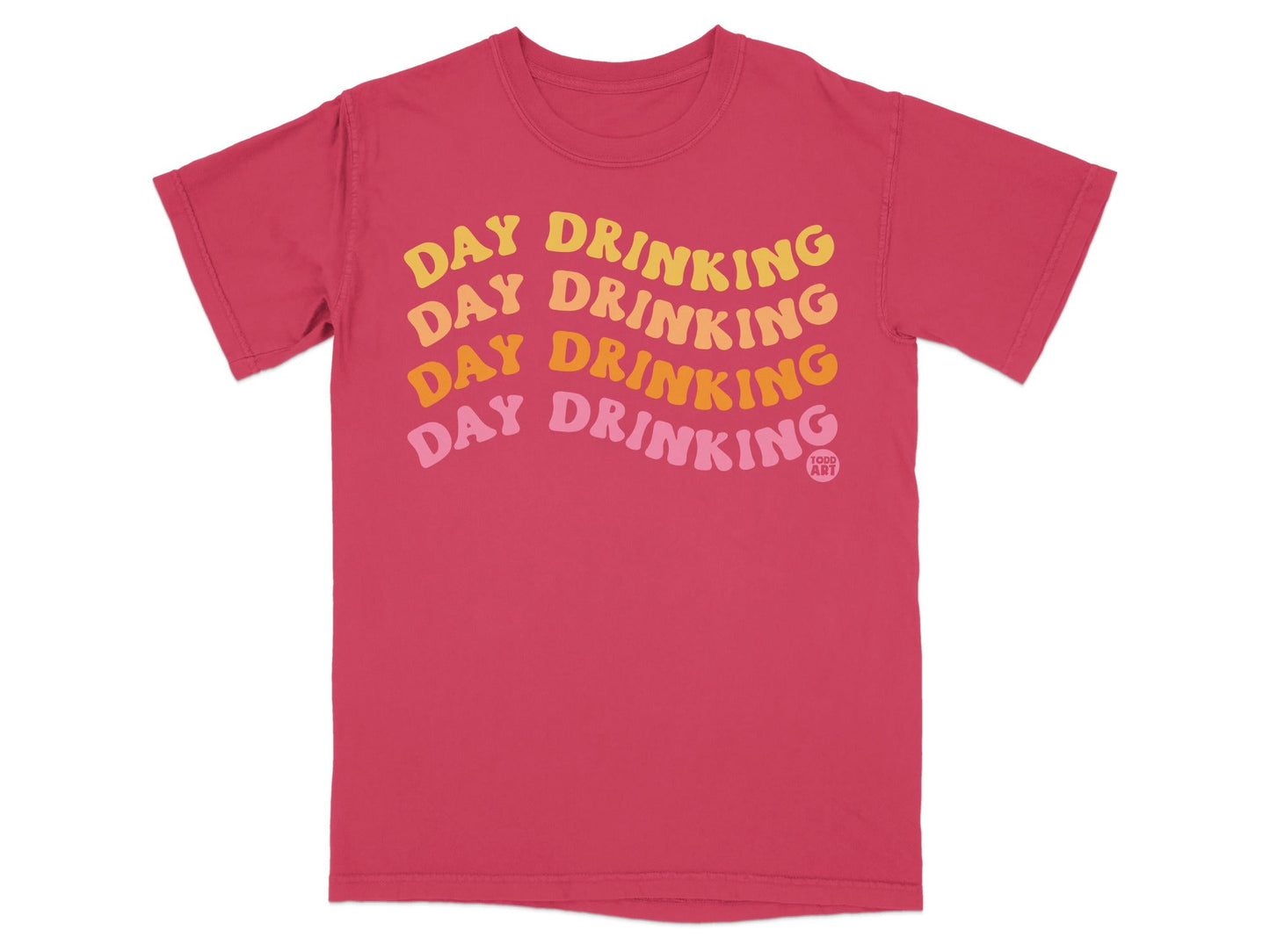 Vibrant Day Drinking Custom Graphic Tee Shirt