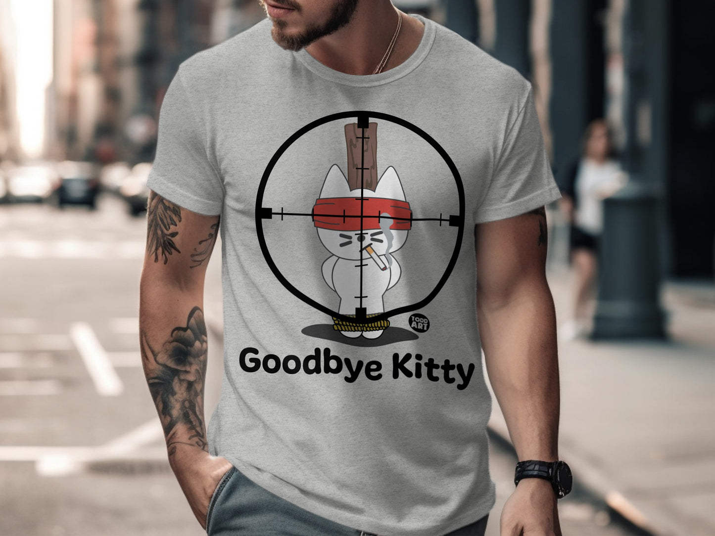 Funny Goodbye Kitty Cat Graphic Tee Shirt