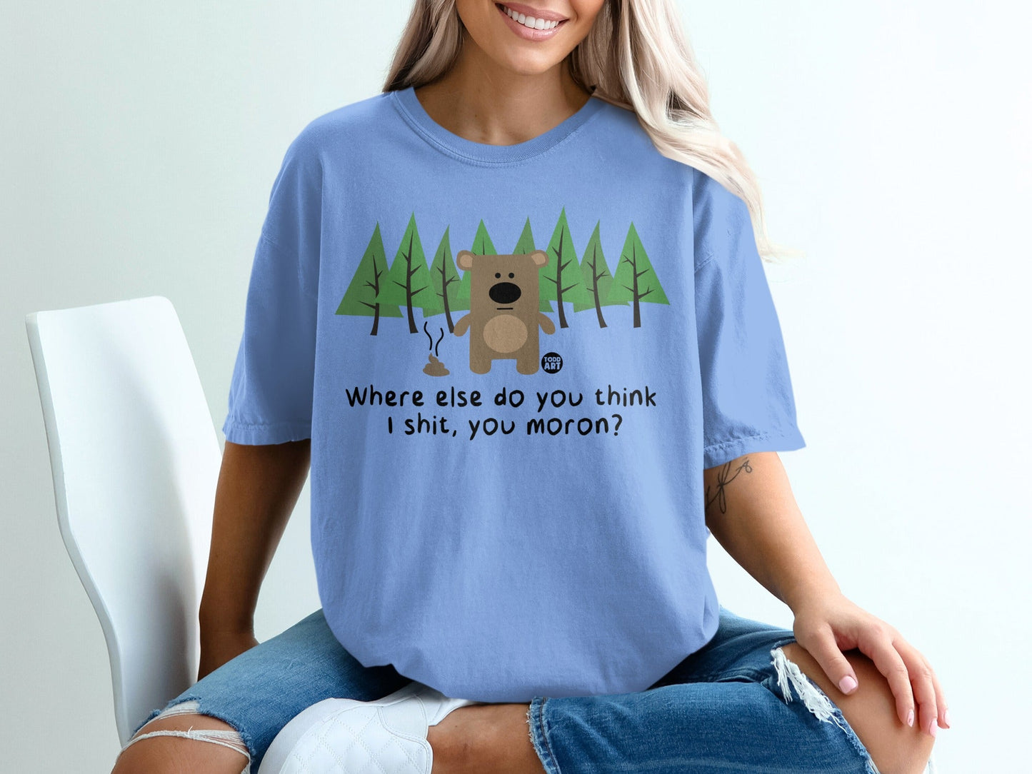 Funny Bear and Trees Graphic T-Shirt with Funny Quote