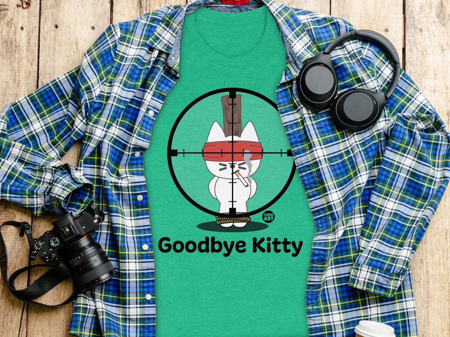 Funny Goodbye Kitty T-shirt with Crosshair Design