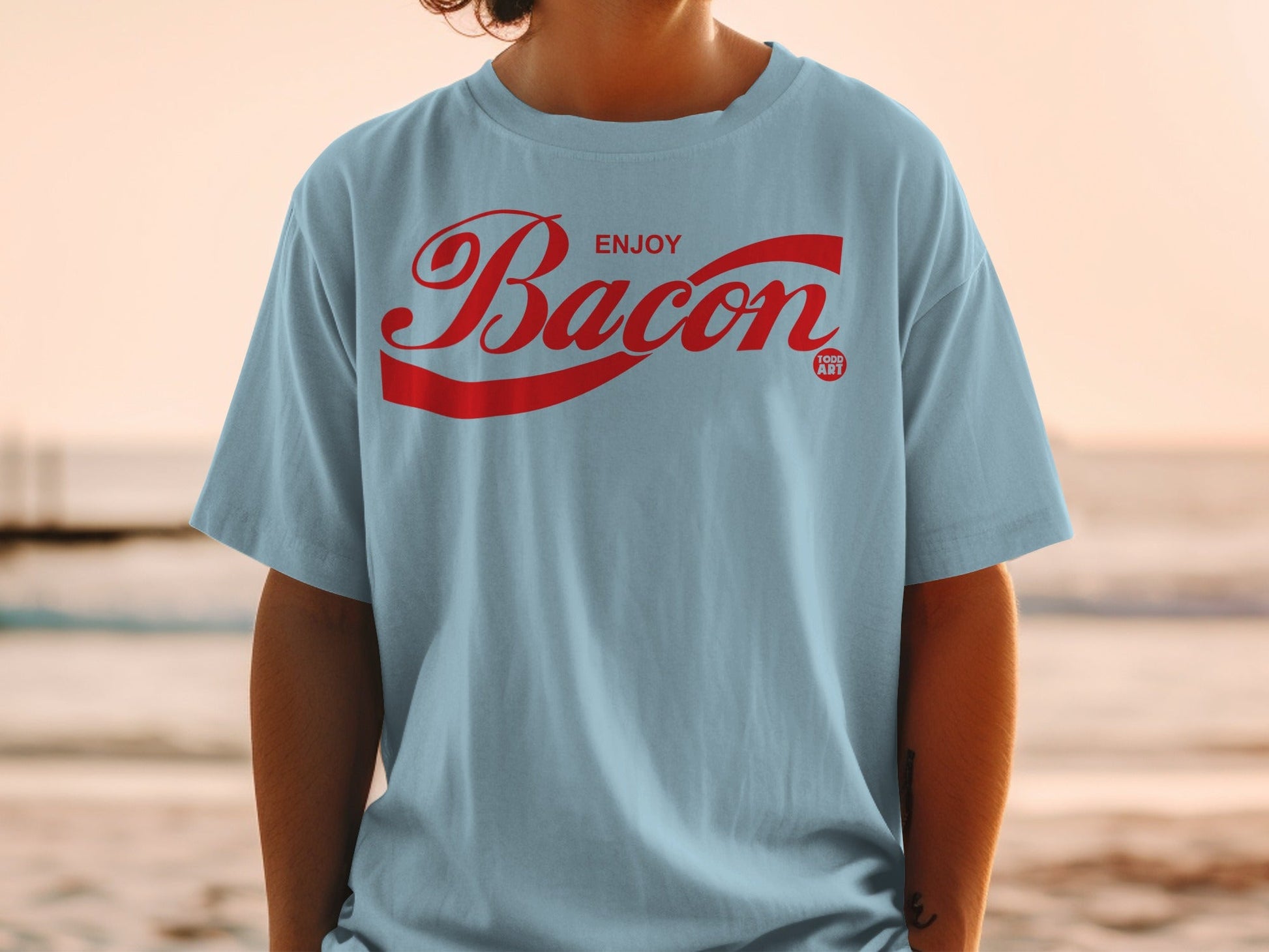 Enjoy Bacon Graphic Tee With Retro Style Design
