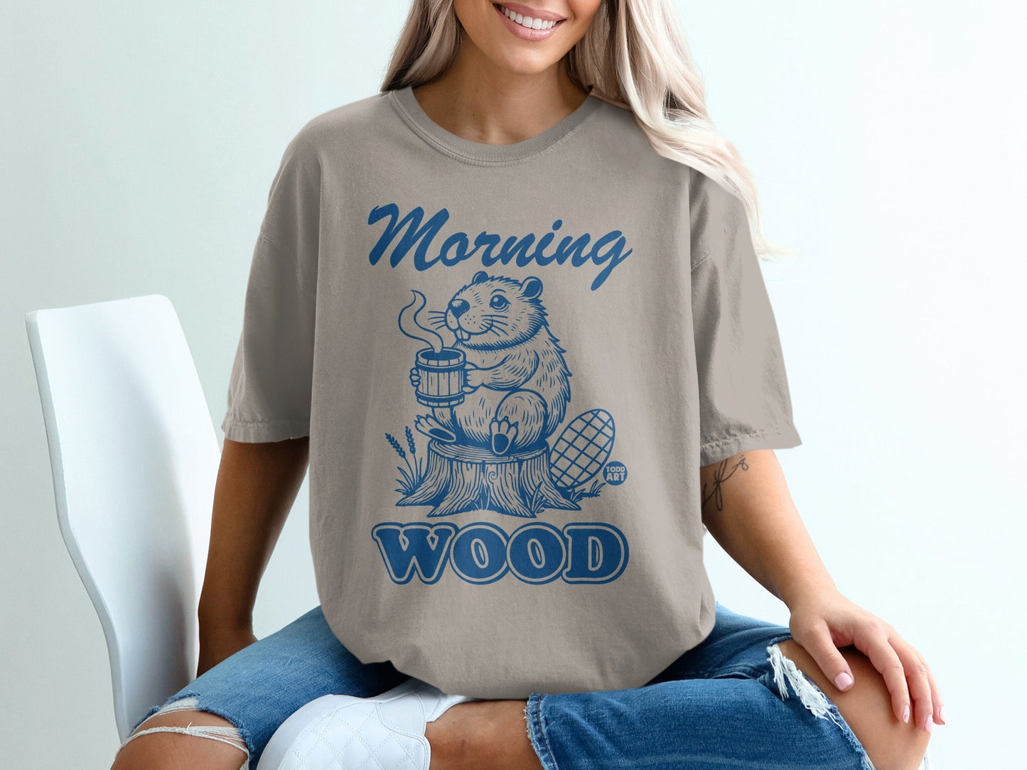 Morning Wood Graphic Tee with Cute Beaver Design