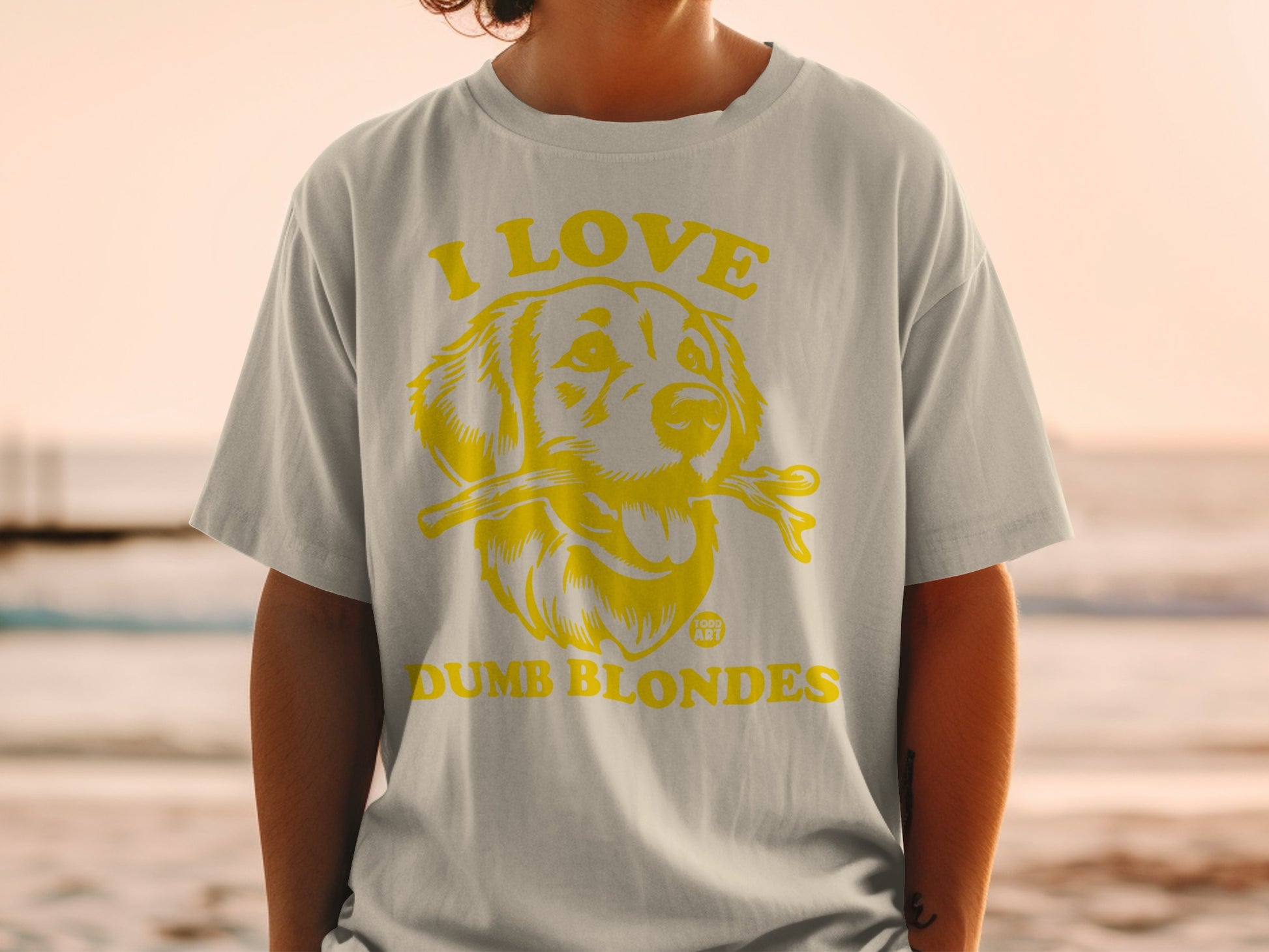 I Love Dumb Blondes Graphic Dog Print T-Shirt