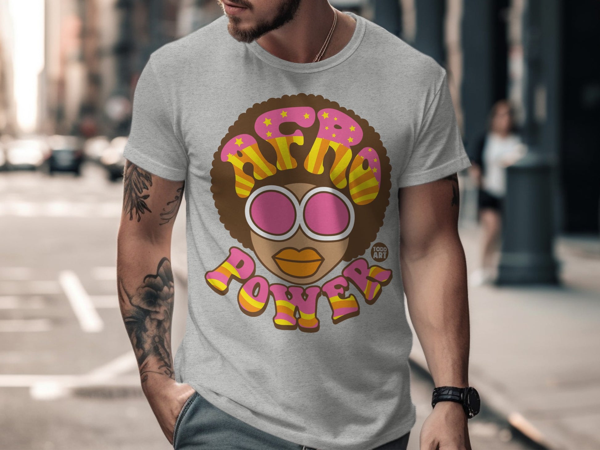 Afro Power Graphic Design T-Shirt for Trendy Look