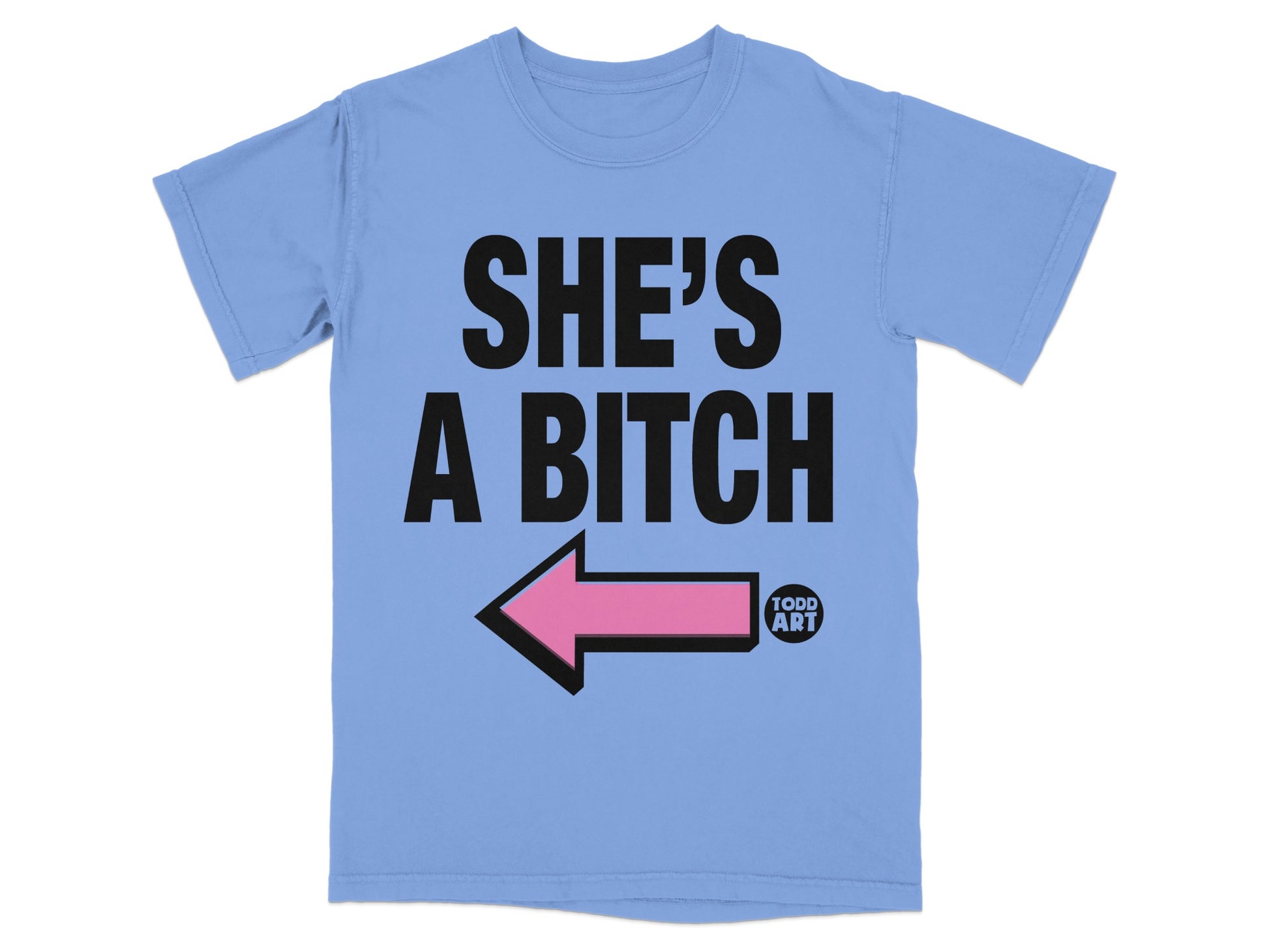 SHE'S A BITCH TODD ART Pink Arrow Blue Funny product type