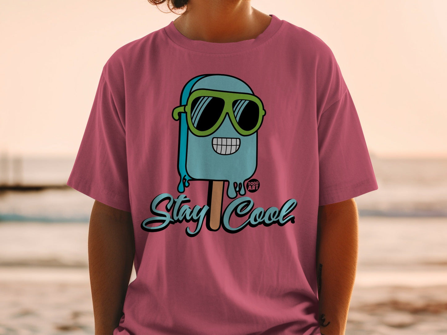 Stay Cool Graphic Tee with Popsicle Wearing Sunglasses