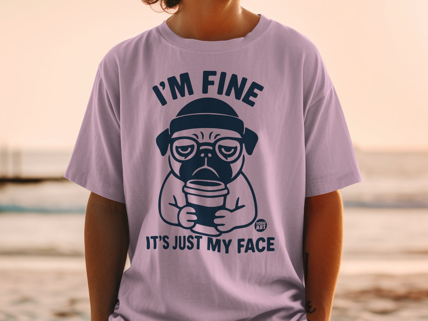 Funny I'm Fine It's Just My Face Pug Graphic T-Shirt
