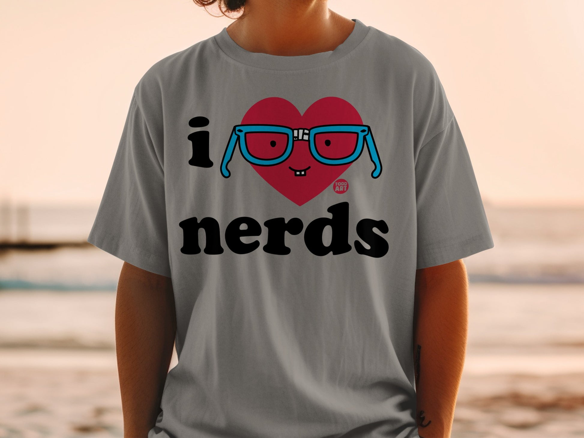 I Love Nerds Heart and Glasses Shirt Product