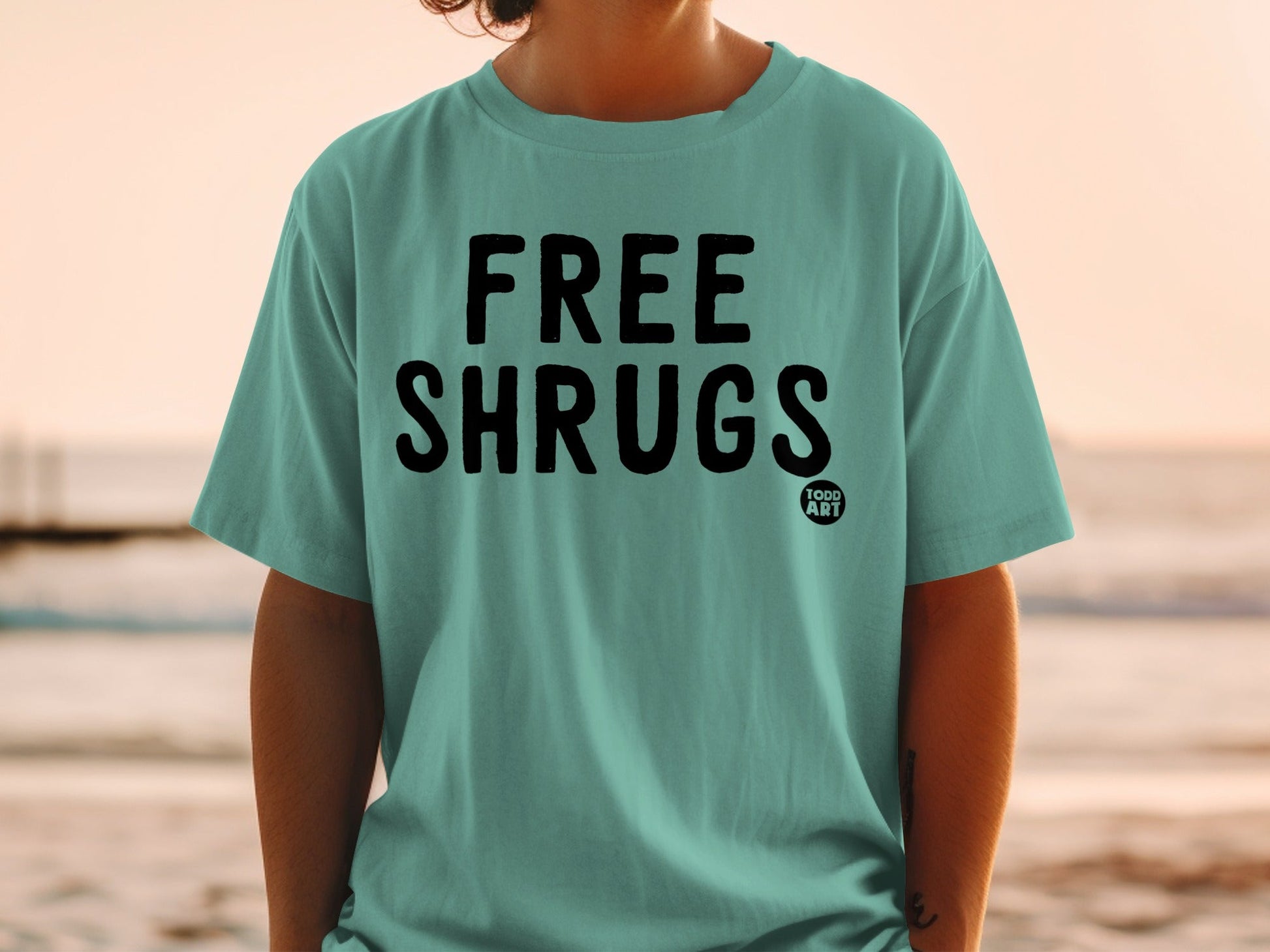 Free Shrugs Funny Graphic Tee Shirt Casual Wear