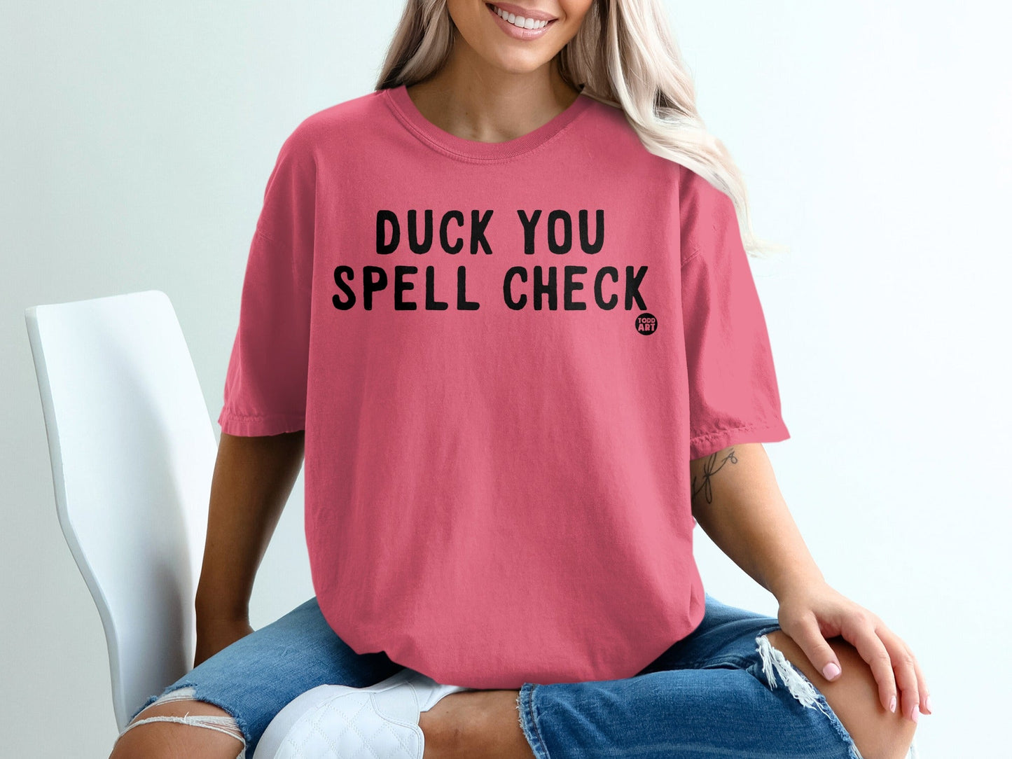 Duck You Spell Check Funny Graphic Tee Shirt