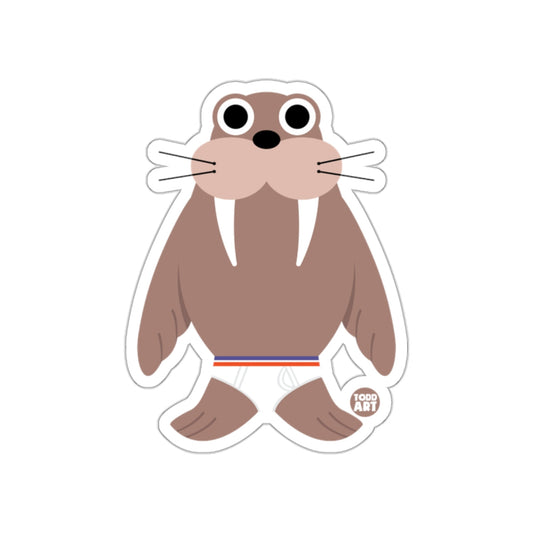 Cartoon Walrus with Shorts Cute Sticker Design
