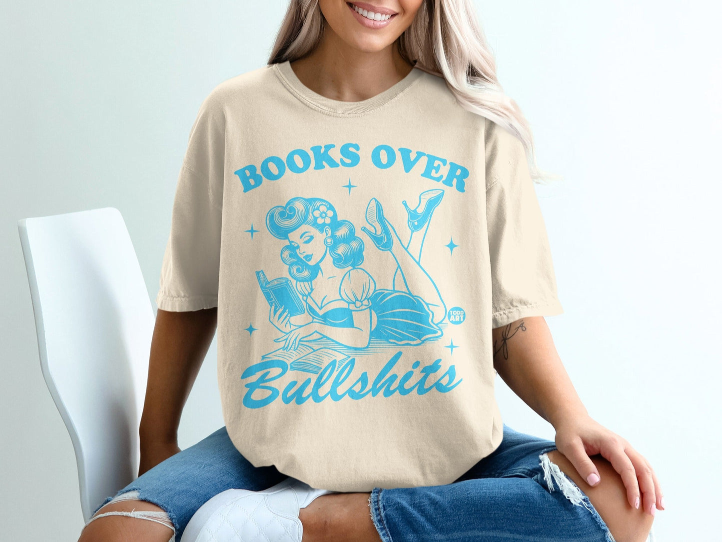 Books Over Bullshits Graphic Printed T-shirt