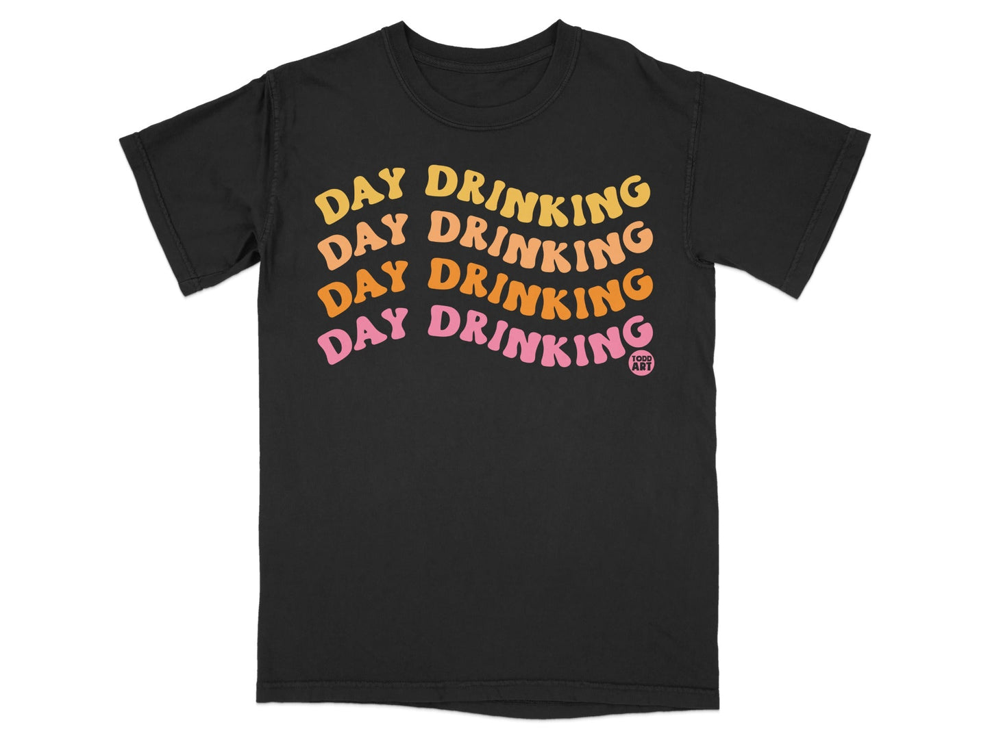 Day Drinking Multi-Colored Text Graphic T-Shirt