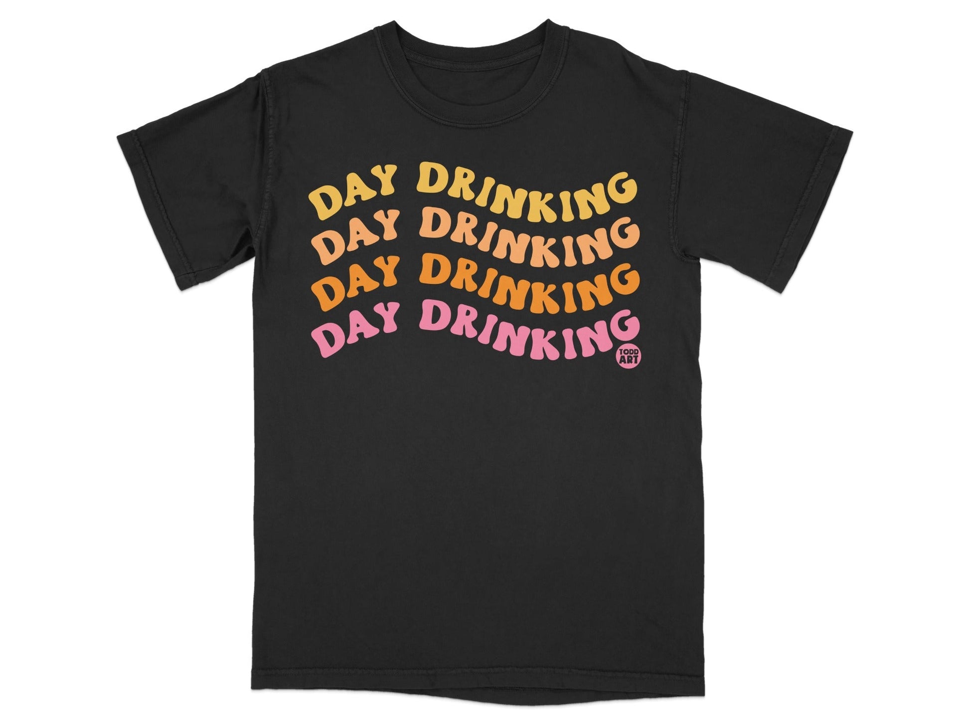 Day Drinking Multi-Colored Text Graphic T-Shirt