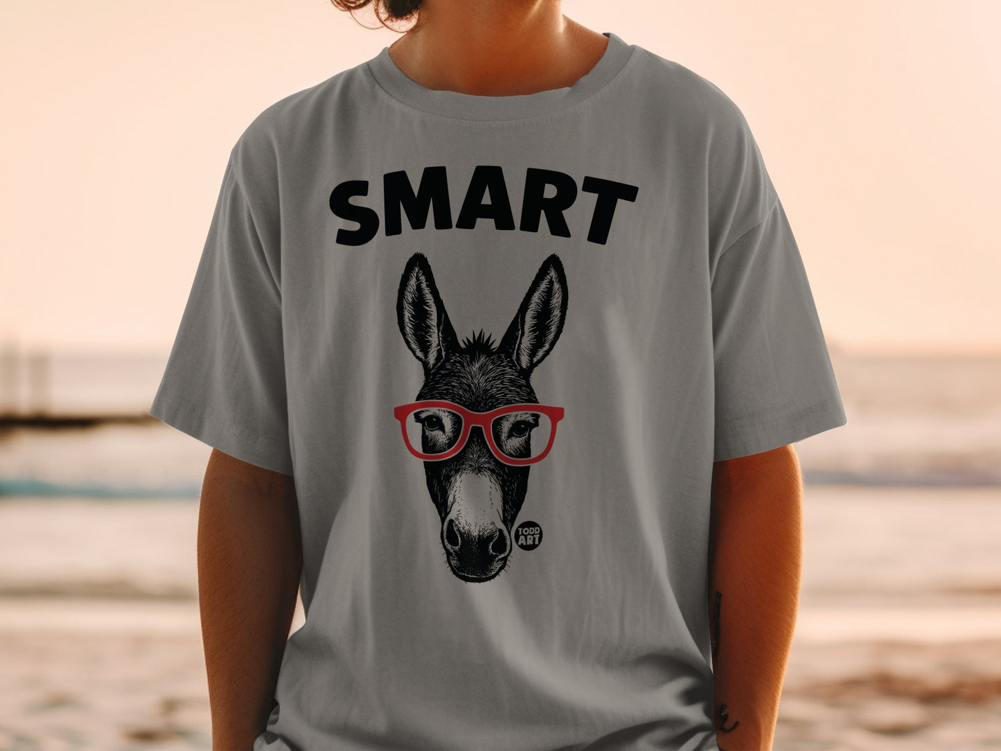 Smart Donkey with Glasses Graphic T-Shirt