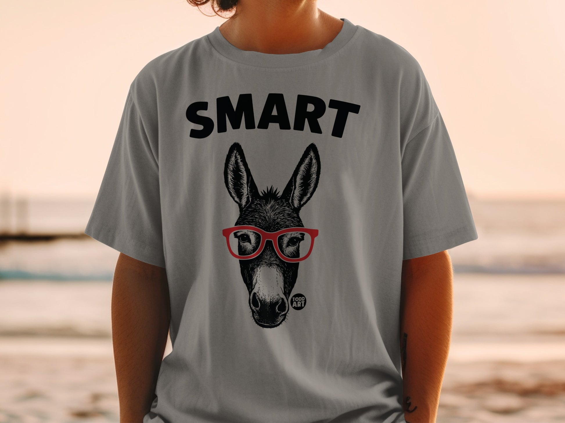 Smart Donkey with Glasses Graphic T-Shirt