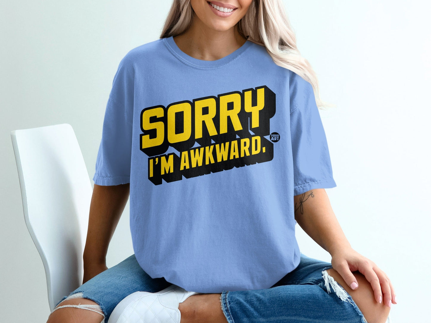 Sorry I'm Awkward T-Shirt with Yellow and Black Print